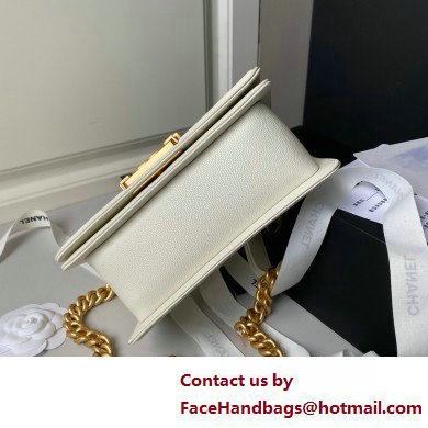 CHANEL Grained Shiny Calfskin  &  Gold-Tone Metal White Small BOY Handbag A67085 2025